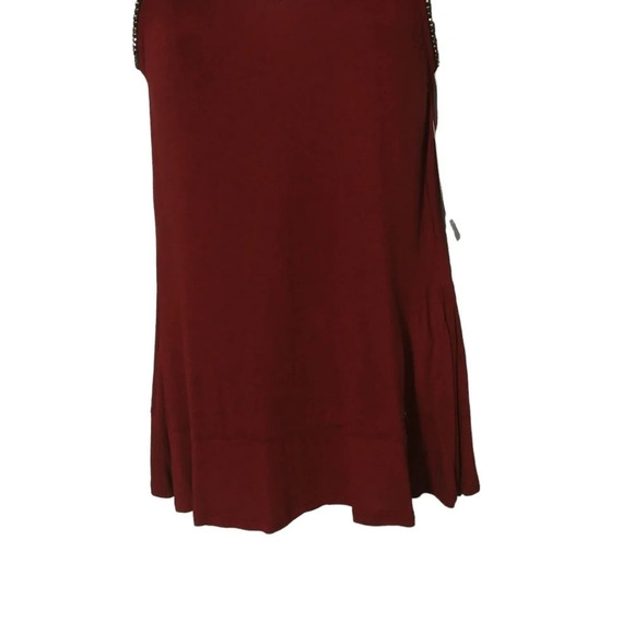 J - Jess A-Line Burgundy Tank Top with Decorative Rhinestones XS NWT - Picture 3 of 8